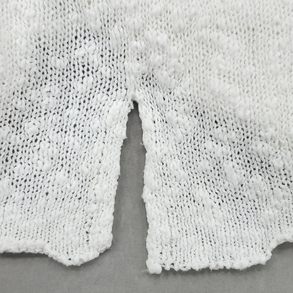 Habitat open knit sweater women's medium white textured cotton shell buttons - Picture 11 of 12
